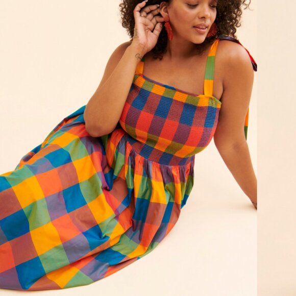 Anthropologie Dresses & Skirts - Anthropologie XL Payal Jain Rainbow Check Maxi Dress VGUC